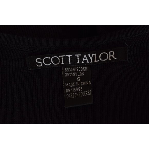Vintage 00s Viscose/Nylon Scott‎ Taylor Black Cardigan size S - Picture 8 of 10